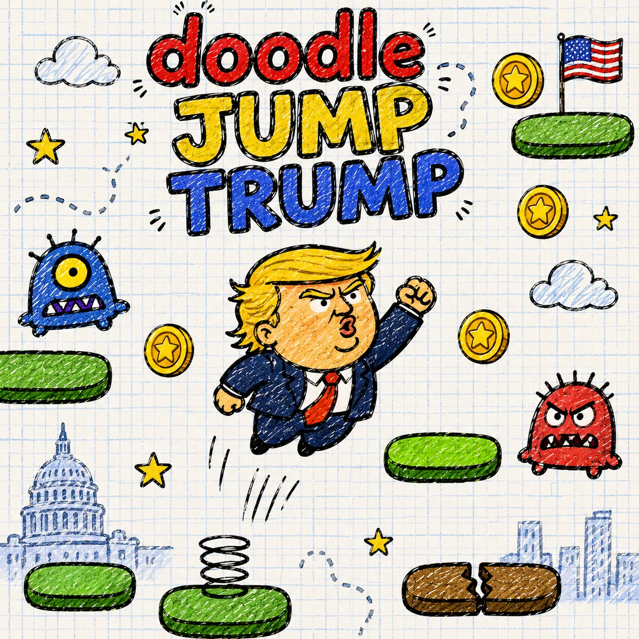 Play Doodle Jump Trump now!